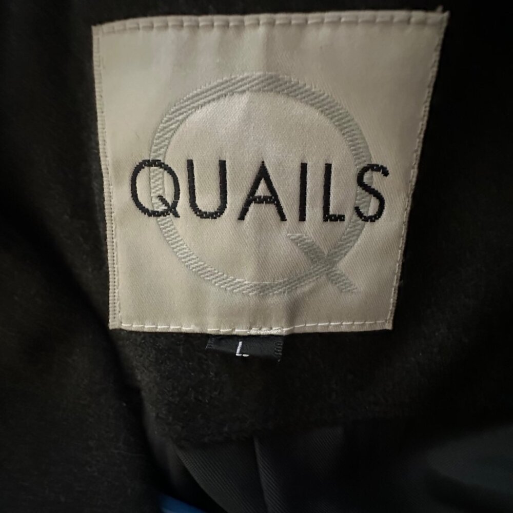 Y2K Pea Coat Quails Med Gray Lined Men's 2 Exterior 1 Interior Pocket  SZ L - Picture 8 of 9